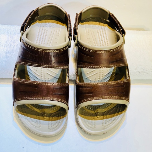 mens leather croc sandals